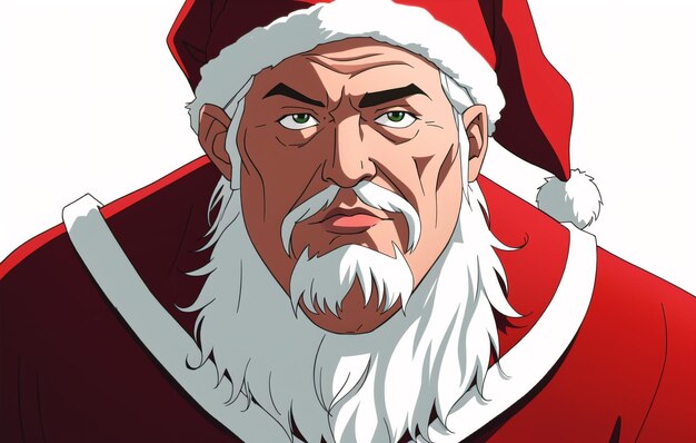 Santa Claus Ritratto di un uomo anziano in costume di Babbo Natale AI generativa
