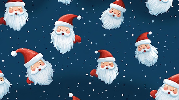 Santa Claus Seamless Texture Illustrazione vettoriale divertente su sfondo blu