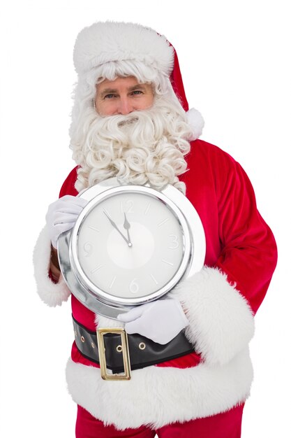 Santa felice in possesso di un orologio