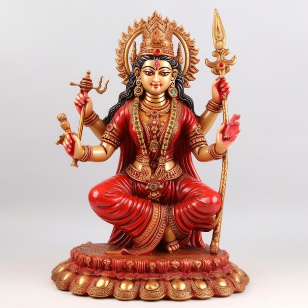 Santoshi mata scultura su sfondo bianco immagine AI generativa