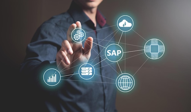 SAP e icone su uno schermo virtuale