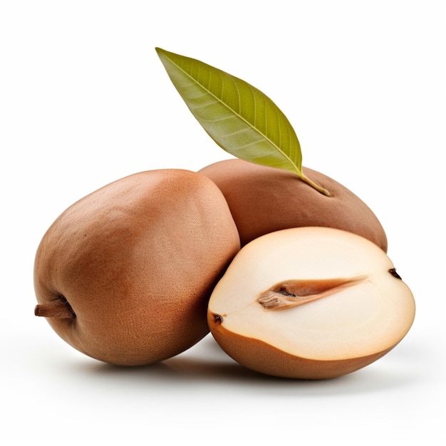 Sapodilla con sfondo bianco di alta qualità ultra