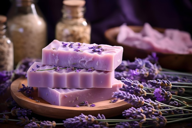 Saponette fatte in casa con fiori di lavanda