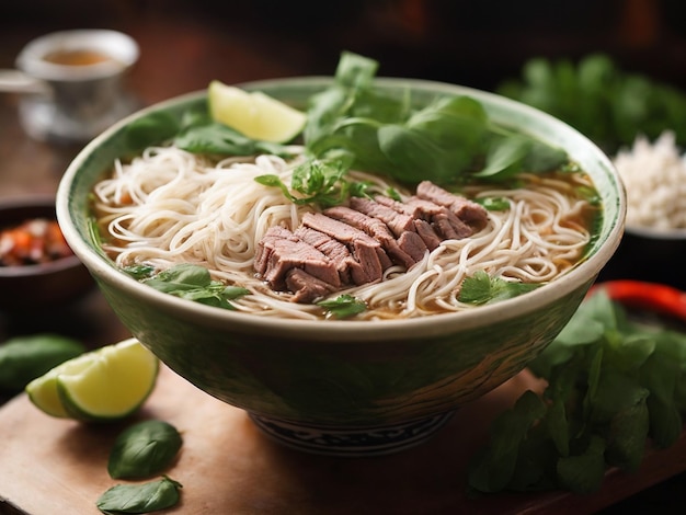 Saporita cucina asiatica Zuppa di noodle fresca e salutare con verdure