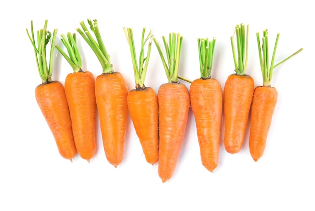 Saporite carote mature su sfondo bianco