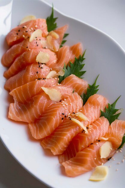 Sashimi di salmone con zenzero e semi di sesamo