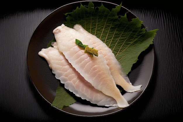Sashimi di testa piatta giapponese È un gustoso pesce bianco
