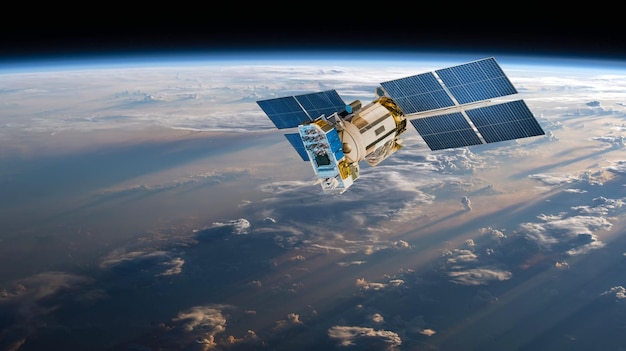 Satellite spaziale sul pianeta Terra