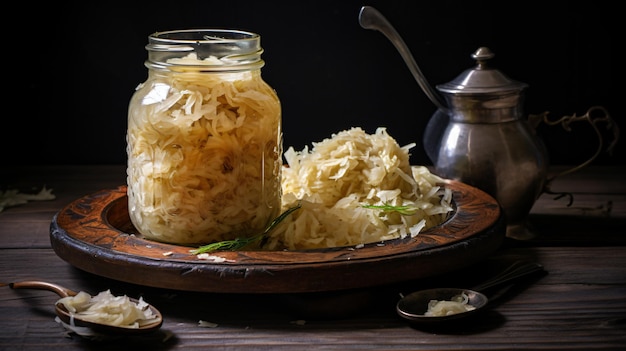 Sauerkraut in un barattolo di vetro