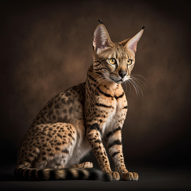 Savannah cat breet ritratto in studio ultra realistico Generativo Ai