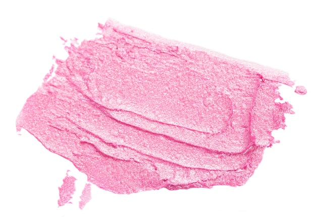 Sbavatura di rossetto rosa isolato su bianco