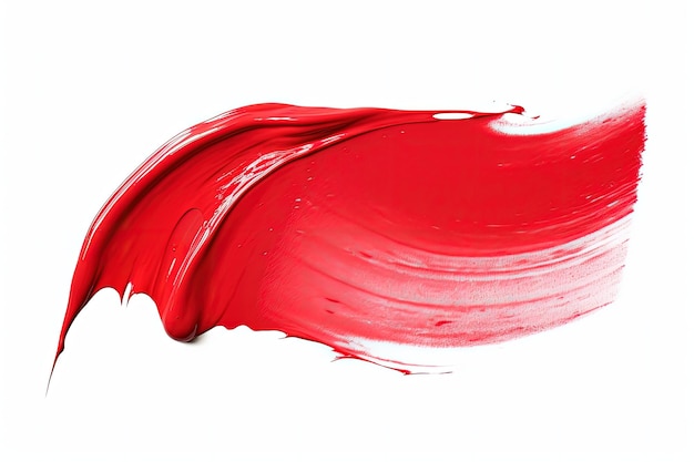 Sbavatura di rossetto rosso isolata su sfondo bianco consistenza cremosa Campione di prodotto di bellezza