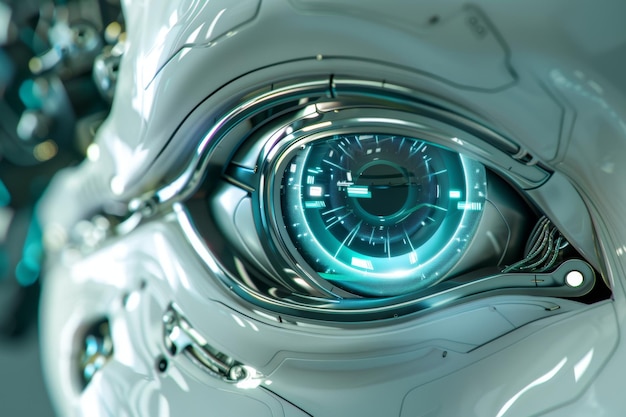sbirciare nel funzionamento interno di un android visione macroscopica cibernetica IA generativa