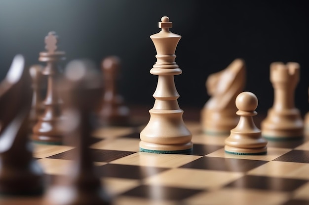 Scacchiera con tattica di strategia aziendale e competizione di una partita a scacchi Affari e leadership