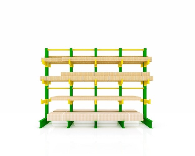 Scaffalature cantilever per tavole in legno Scaffalature per magazzini industrialiRendering 3D