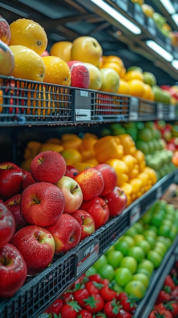 scaffale di frutta nel supermercato