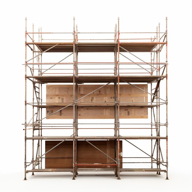 scaffale in legno a raffica con una scatola in cima generativo ai