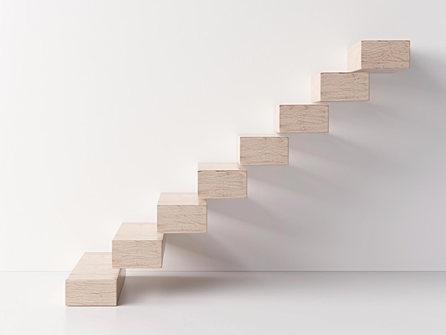 Scala a blocchi di legno ascendenti