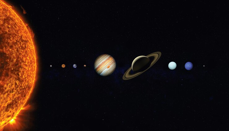 Foto scala del sistema solare elementi di questa immagine forniti dalla nasa