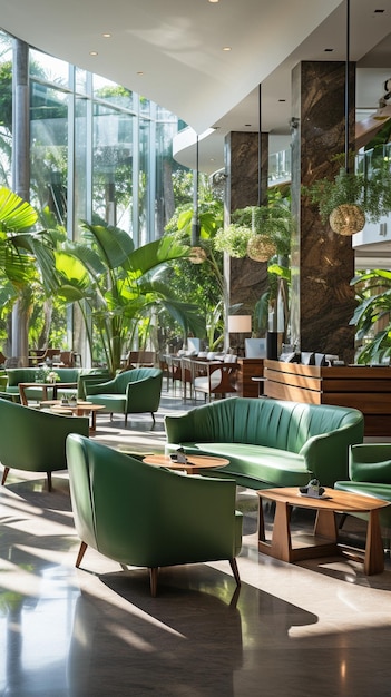 Scala di check-in vuota per l'ospitalità in un opulento e sofisticato lounge del resort