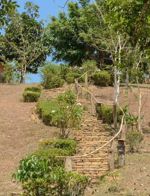 Scala in pietra da giardino sulla montagna