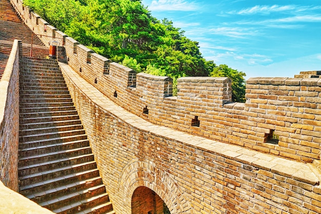 Scala in pietra della Grande Muraglia Cinese, sezione "Mitianyu". Periferia di Pechino.