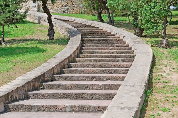 Scala in pietra in un parco