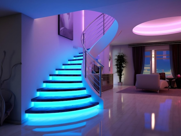 Scale interne moderne con illuminazione a LED