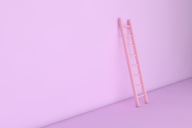 Scaletta rosa vicino al muro