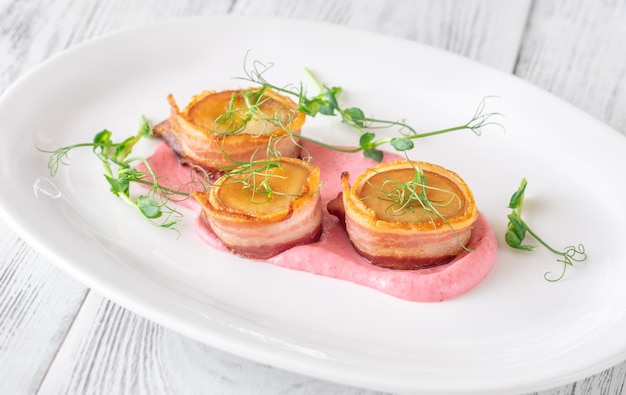 Scallop di bacon eryngii