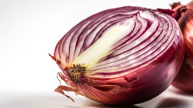 Scalogno cipolla rossa isolato su sfondo bianco