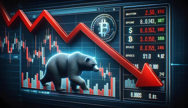 Scambio di criptovaluta digitale in tendenza ribassista