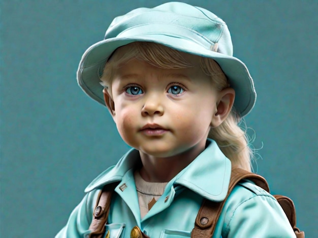 Scandi, bambino ranger del parco in turchese pastello