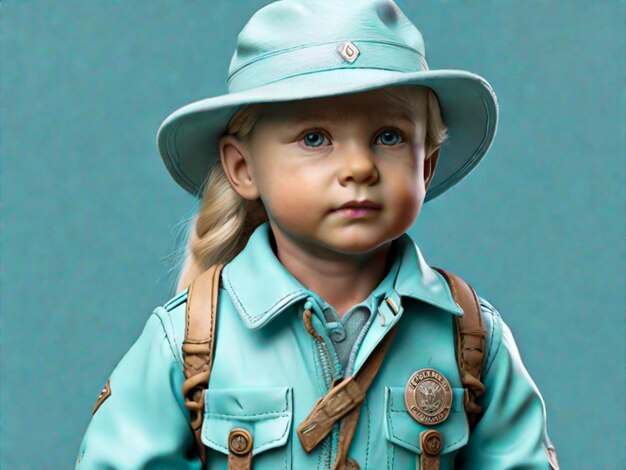 Scandi, bambino ranger del parco in turchese pastello