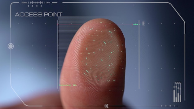 Scanner biometrico che elabora le impronte digitali per l'identificazione dell'accesso dell'utente da vicino