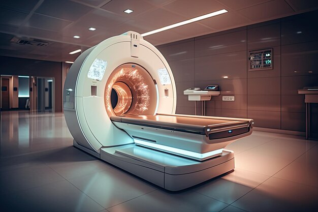 Scansione CT o MRI medica Scansione con un paziente nel moderno laboratorio ospedaliero Generativo ai