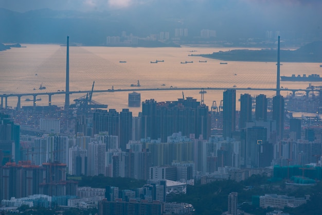 Scape della città di Hong Kong, grattacielo moderno della costruzione a Hong Kong