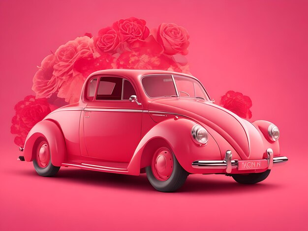 Scarica Romantic Classic Car sfondo rosso chiaro