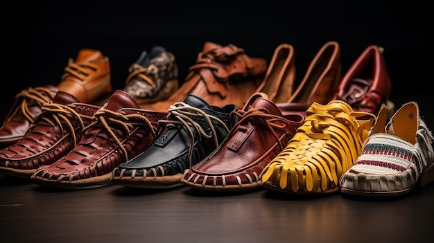 Scarpe colorate appoggiate sul tavolo