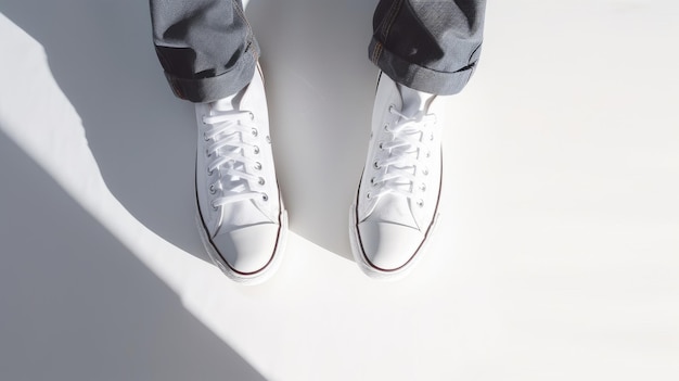 Scarpe Converse bianche su top bianco Un tocco moderno sullo stile classico