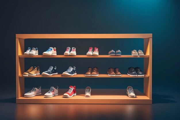 Scarpe da basket scarpe sportive scarpe casual vari tipi di scarpe sfondo di visualizzazione del prodotto