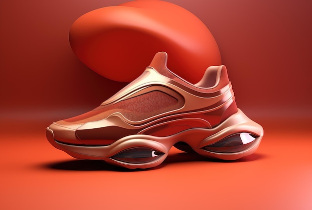 Scarpe da corsa su sfondo rosso illustrazione 3D concetto sportivo