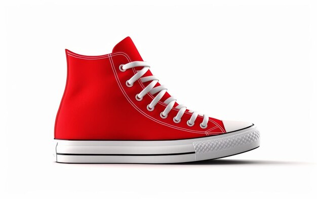 Scarpe da ginnastica rosse con lacci bianchi