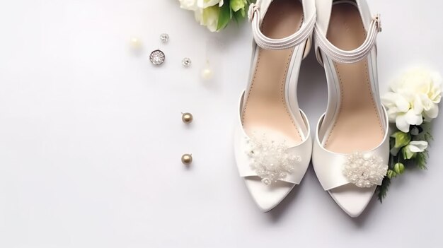 Scarpe da sposa eleganti ed eleganti Fuoco selettivo