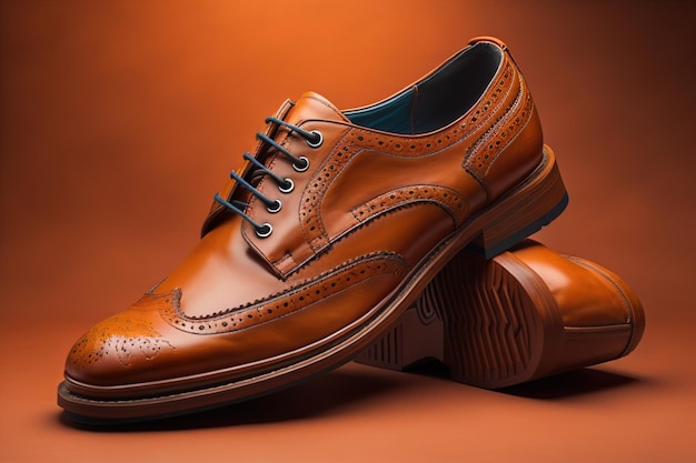 Scarpe da uomo su uno sfondo a colori uniformi Studio shot ai generative