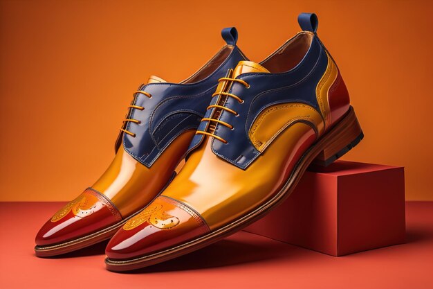 Scarpe da uomo su uno sfondo a colori uniformi Studio shot ai generative