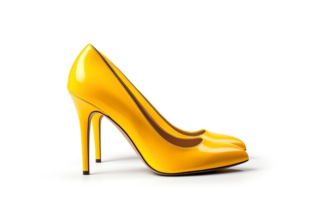 Scarpe tacco alto giallo isolato sfondo trasparente