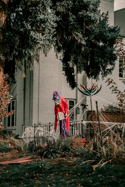 Scary clown garden decoration