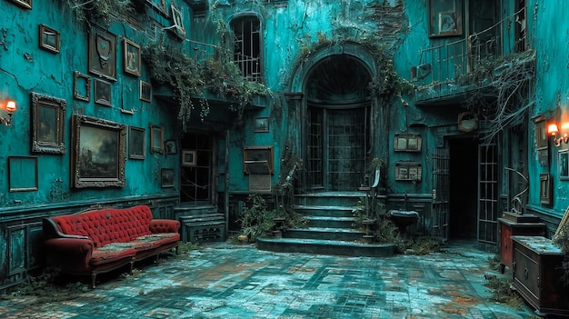 Scary Vintage Interior Dark Fantasy House (Casa di fantasia oscura spaventosa d'epoca)