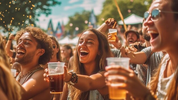 Scatena lo spirito di festa con foto vibranti di celebrazioni alimentate dalla birra